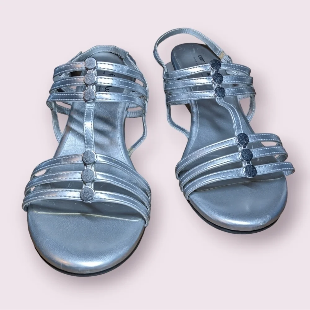 Comfort Plus by Predictions Silver Strappy Sandals - Picture 2 of 11
